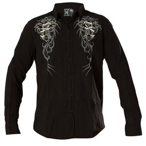 Xtreme Couture By Affliction Men's Button Down Shirt - Slim Fit Woven Rattle Design - View #5